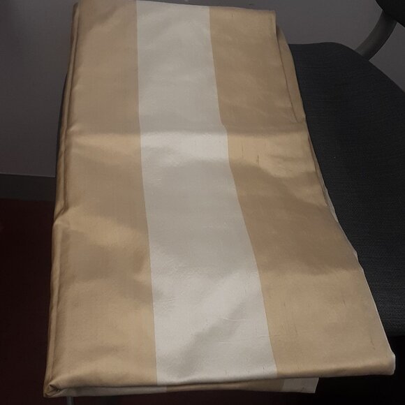 4 Majesty Cream/Beige 42W x 84L Dupioni Silk Striped Tailored Panels - Picture 4 of 11